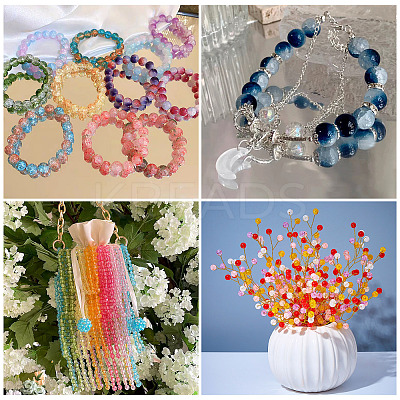 300Pcs 12 Colors Crackle Baking Paint Imitation Jade Glass Beads Set DGLA-TA0001-05-1
