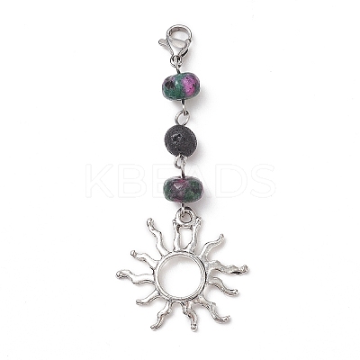Natural & Synthetic Gemstone Pendant Decorations HJEW-JM01045-1