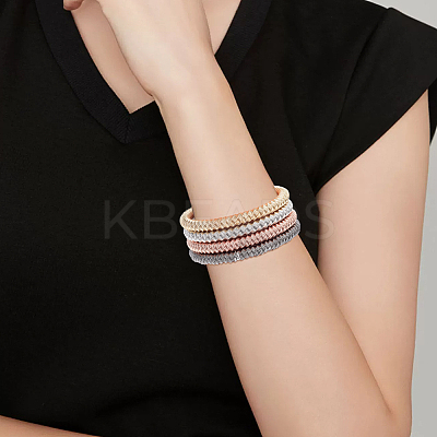 8Pcs 4 Colors Steel Wire Wrap Chain Stretch Bracelets Set BJEW-BC0001-21-1