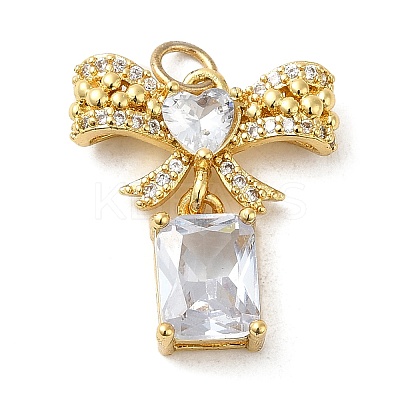 Rack Plating Brass Micro Pave Cubic Zirconia Pendants KK-P241-19G-04-1