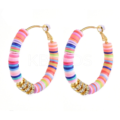 Heishi Beaded Hoop Earrings X-EJEW-JE04081-1