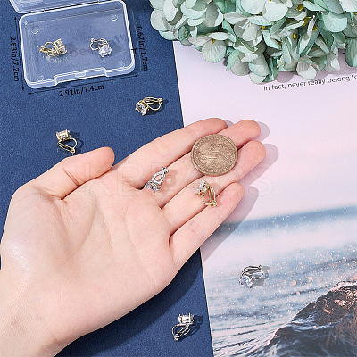4 Pairs 2 Colors Flat Round Brass Pave 3A Cubic Zirconia Clip-on Earrings for Women EJEW-BBC0001-58-1