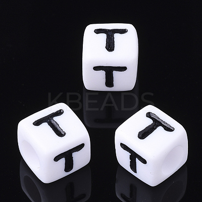 Acrylic Horizontal Hole Letter Beads X-PL37C9129-T-1