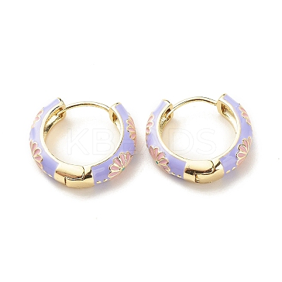 Daisy Flower Enamel Hoop Earrings LS-EJEW-G290-01G-B-1