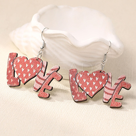 Valentine's Day Acrylic Heart Dangle Earrings FS-WGE7447-02-1