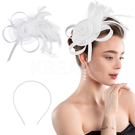 Polyester & Fether Hair Accessories AJEW-WH0031-31C-1
