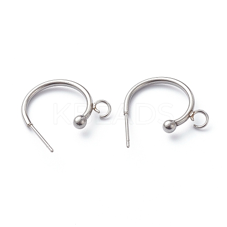 Non-Tarnish 304 Stainless Steel Half Hoop Earrings X-STAS-Z028-B01-P-1