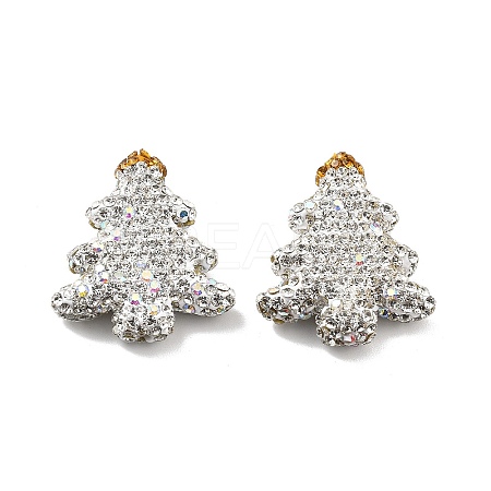 Christmas Tree Polymer Clay Rhinestone Beads CLAY-NH0001-10B-1