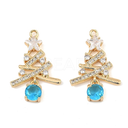 Brass Micro Pave Cubic Zirconia Pendants KK-C155-18G-03-1