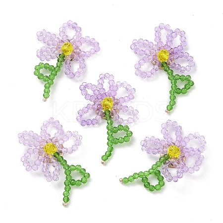 Handmade Glass Beaded Woven Cabochons GLAA-C028-01E-1