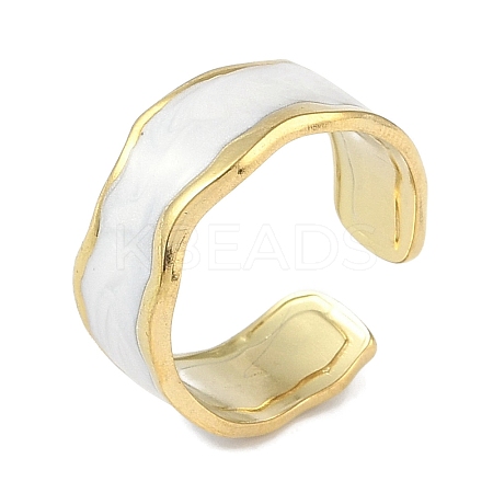 Ion Plating(IP) 304 Stainless Steel Enamel Cuff Finger Rings RJEW-L107-051G-01-1