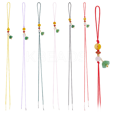 6Pcs 6 Colors Glass Beaded Mobile Phone Lanyard Wrist Strap AJEW-DC0003-28-1