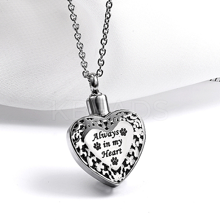Heart with Word Shape Stainless Steel Pendant Necklaces with Cable Chains KI1843-2-1
