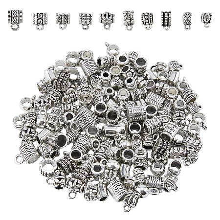 140pcs 14 style Tibetan Style Alloy Tube Bails TIBE-DC0001-13-1