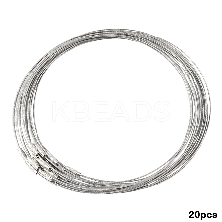 20Pcs Stainless Steel Wire Necklace Cord DIY Jewelry Making TWIR-YW0001-06C-1