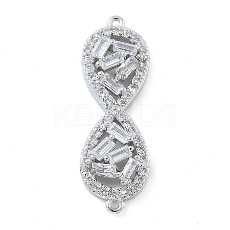 Rack Plating Brass Clear Cubic Zirconia Infinity Connector Charms KK-A234-036P-01-1