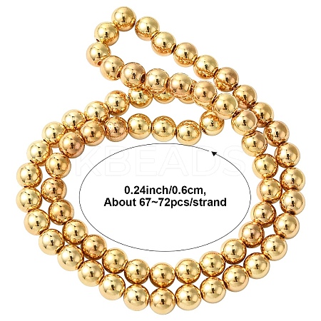 Electroplate Non-magnetic Synthetic Hematite Beads Strands G-YW0002-22C-1