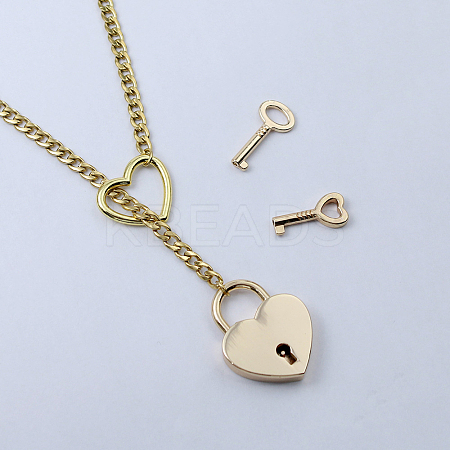 Gothic Heart Lock & Key Stainless Steel Pendant Necklaces for Women FS-WGF02F3-01-1