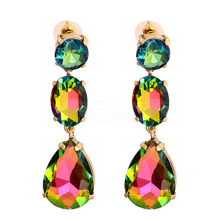Sparkling Waterdrop Shaped Colorful Rhinestone Earrings for Women - Fashionable and Unique ST1301211-1