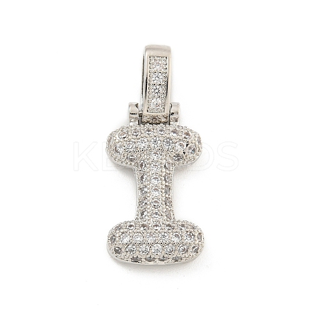 Brass Micro Pave Clear Cubic Zirconia Pendants KK-B099-01P-I-1