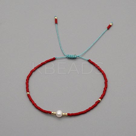 Adjustable Glass Seed Bead Braided Bead Bracelets for Women VT9382-18-1
