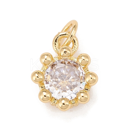 Brass Inlaid Clear Cubic Zirconia Charms KK-A161-34G-B-1