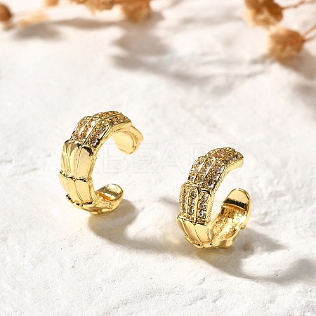 Brass Micro Pave Clear Cubic Zirconia Cuff Earrings EJEW-Z085-02G-1