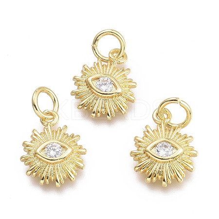 Brass Micro Pave Cubic Zirconia Pendants KK-P187-16B-G-1
