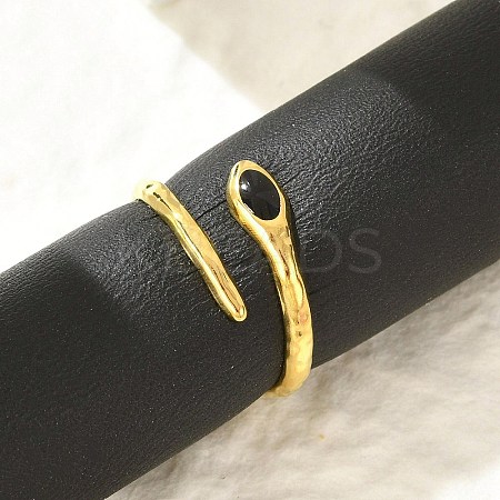 Snake 304 Stainless Steel Enamel Cuff Rings for Women LS-RJEW-G338-10G-02-1