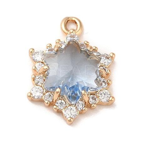 Brass with Cubic Zirconia Pendants KK-G499-15G-03-1