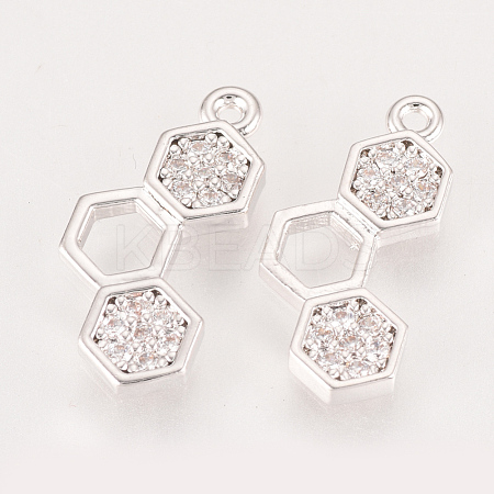 Brass Cubic Zirconia Pendants ZIRC-Q002-140P-1