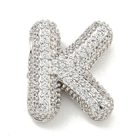 Platinum Plated Brass Micro Pave Cubic Zirconia Pendants KK-L073-001P-K-1