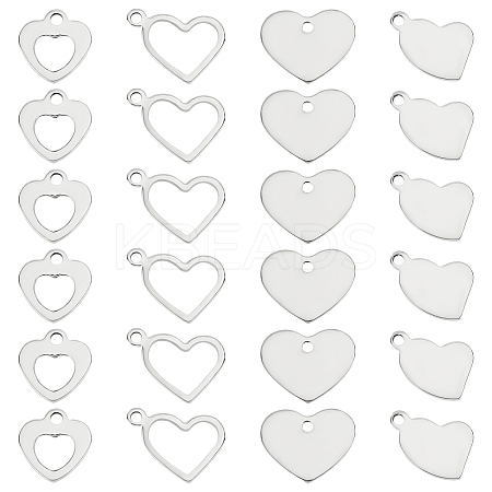 200Pcs 4 Style 201 Stainless Steel Pendants STAS-DC0009-79-1