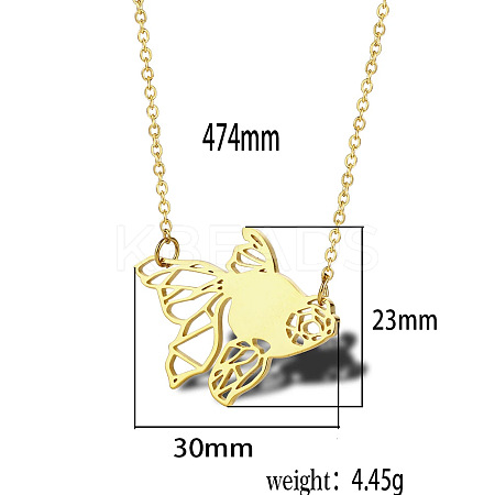 304 Stainless Steel Geometric Artistic Hollow Animal Pendant Necklaces JK0174-1-1