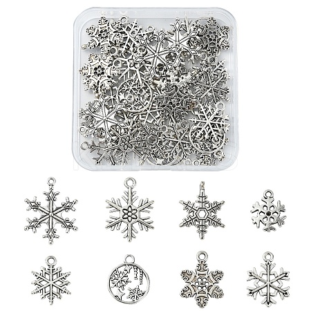40Pcs 8 Styles Tibetan Style Alloy Pendants FIND-YW0006-26-1