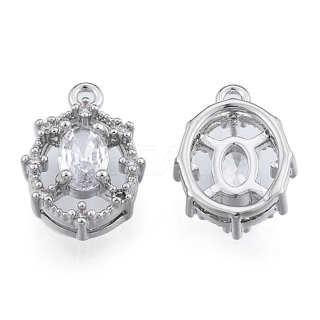 Brass Micro Pave Clear Cubic Zirconia Charms KK-N216-562P-1