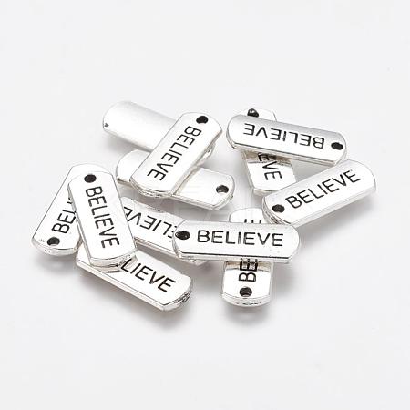 Tibetan Style Alloy Rectangle with Word Believe Pendants TIBEP-Q043-066-RS-1