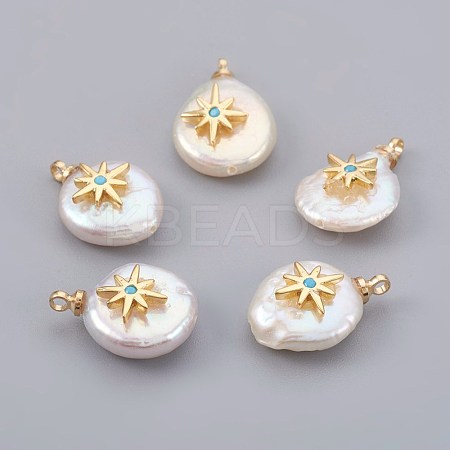 Natural Cultured Freshwater Pearl Pendants PEAR-F008-14G-1