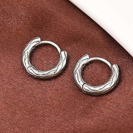 316 Surgical Stainless Textured Hoop Earrings EJEW-C160-10C-AS-1