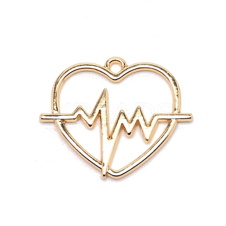 Heart with Heartbeat Alloy Small Handmade Pendant PALLOY-WH0092-46LG-1