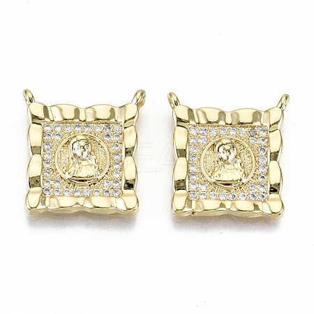 Brass Micro Pave Clear Cubic Zirconia Pendant Link ZIRC-S067-134-NF-1