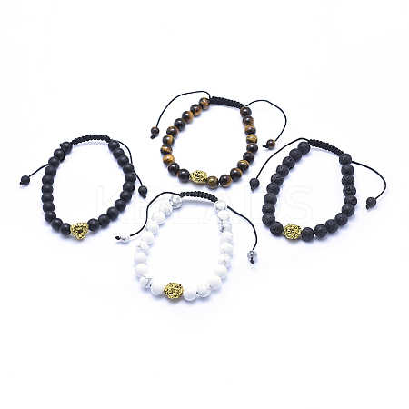 Nylon Cord Braided Bead Bracelets BJEW-F276-F-1