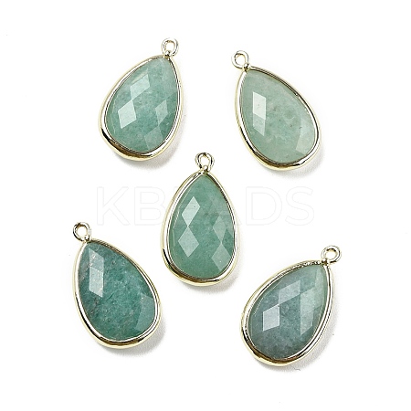 Natural Dyed Green Aventurine Faceted Pendants G-M431-17G-02-1