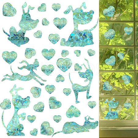6PCS PVC Stickers Dazzling Color Window Stickers 3D Laser Puppy And Heart Shapes Electrostatic Glass Window Stickers JX834A-1