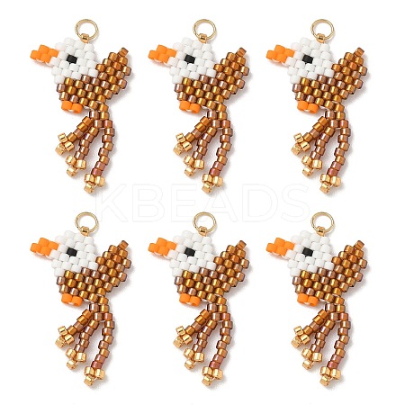 Glass Seed Beaded Bird Pendants PALLOY-MZ00920-03-1