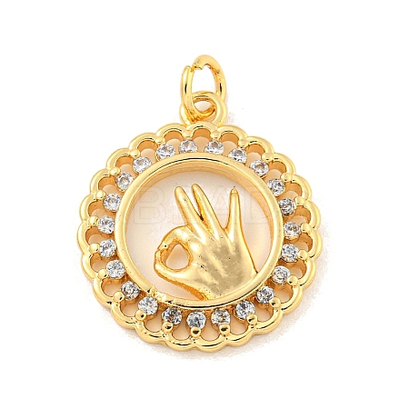 Brass Micro Pave Clear Cubic Zirconia Pendants KK-U007-01G-03-1