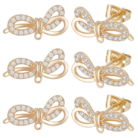 5 Pairs Rack Plating Brass Micro Pave Cubic Zirconia Earring Findings KK-BBC0011-72-1