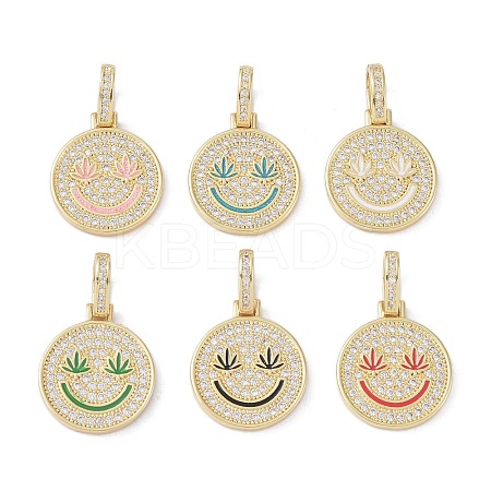 Brass Micro Pave Cubic Zirconia Pendants ZIRC-NH0001-01G-1