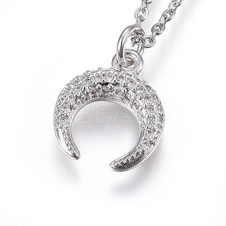 Brass Micro Pave Cubic Zirconia Pendant Necklaces NJEW-L146-07P-1