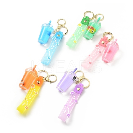 Floating Creative Cute Cartoon Liquid Filled Acrylic Cup Keychain KEYC-G052-02LG-1